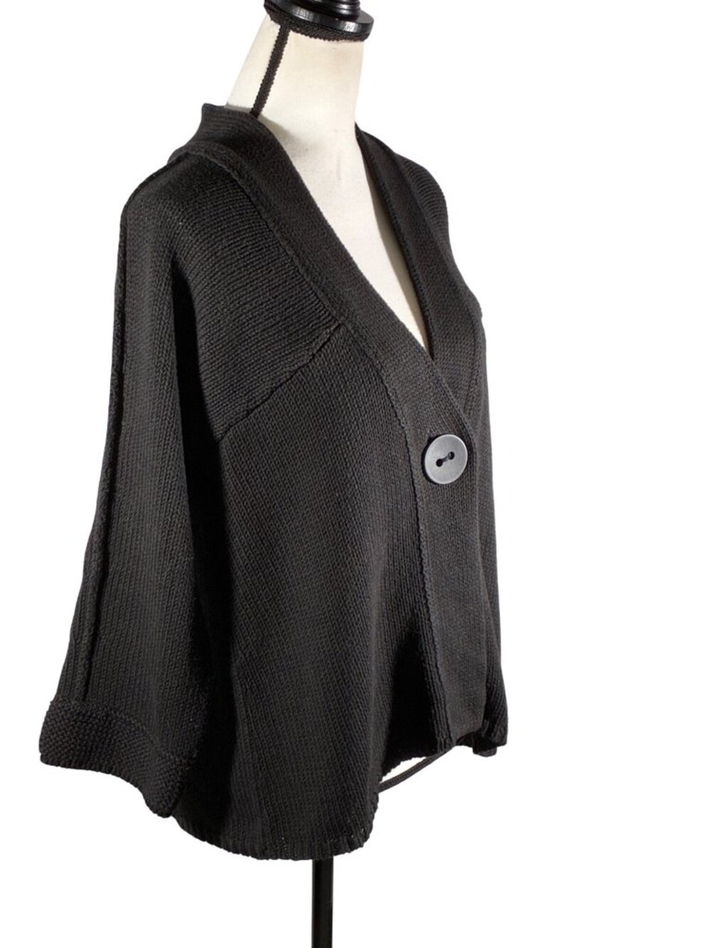 Habitat Black Open Front Knit Cardigan Sweater With big Button Accent Small